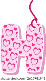 Hanging Love Letter Vector Element Alphabet H