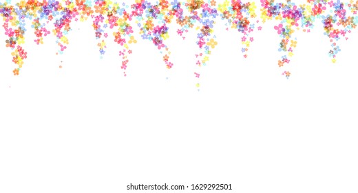 Hanging luch of cherry blossom. Simplistic colorful floral design element. Isolated vector decoration.