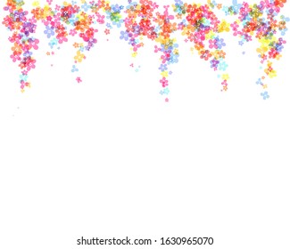 Hanging luch of cherry blossom. Simplistic colorful floral design element. Isolated vector decoration.