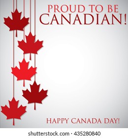 Hanging maple leaf Canada Day card in vector format.