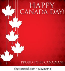 Hanging maple leaf Canada Day card in vector format.