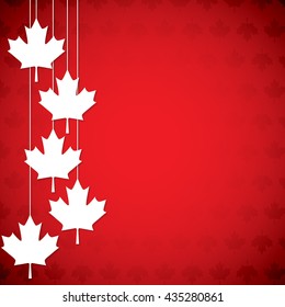 Hanging maple leaf Canada Day card in vector format.