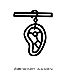 Hanging Meat Slice Line Vector Doodle Simple Icon