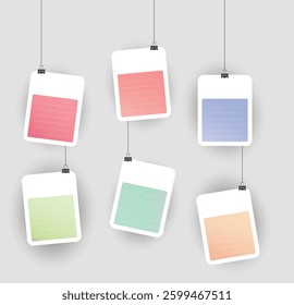 Hanging Memo Notes with Colorful Sticky Paper and Clips