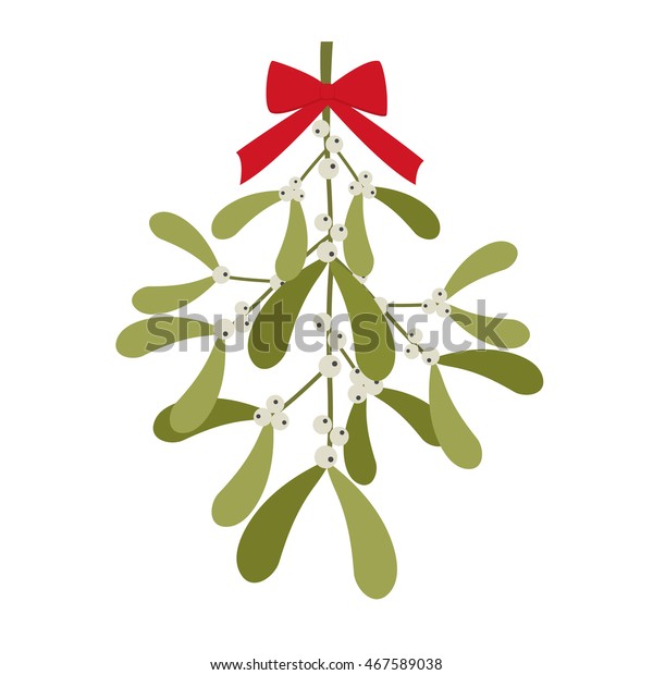 Hanging Mistletoe Red Bow Stock Vector (Royalty Free) 467589038