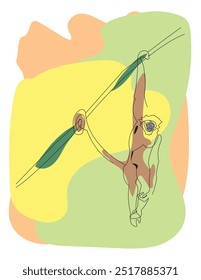 Hanging monkey line art illustration