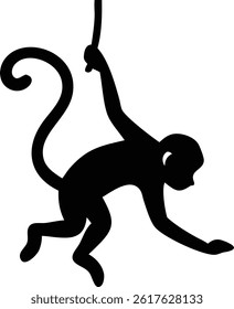 Hanging Monkey Silhouette Vector - Dynamic Wildlife Design