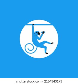 Hanging Monkey Tail Fun Binoculars Mascot Illustration