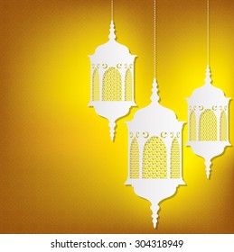 Hanging Moroccan lantern card in vector format.