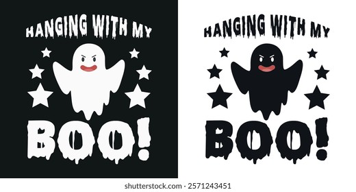 Hanging with my, Halloween kid t-shirt, Cute ghost baby horror t shirt template design for print