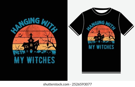 Pendurando com minhas bruxas Halloween t shirt design