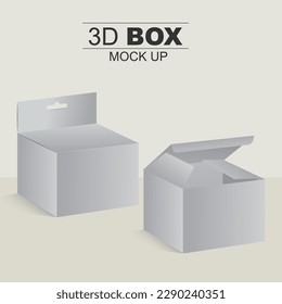 Cajón colgante y normal de la caja de embalaje - Ilustración de la caja del producto blanca aislada en segundo plano. Ilustración del vector