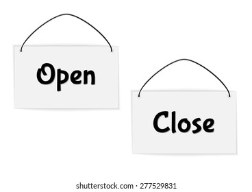 hanging open and close signs, vector illustration