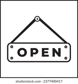 hanging open label illustration vector design. Suitable for logos, icons, t-shirt designs, stickers, websites, posters, advertisements, concepts.