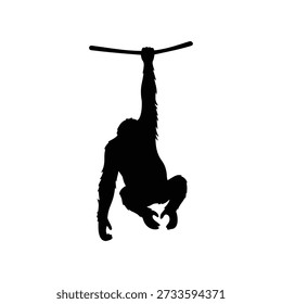 Hanging orangutan silhouette vector flat illustration design.