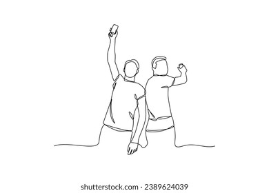 Hanging out with friend. Hang out minimalist concept. simple continuous line, simple line, black and white design.