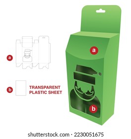 Hanging packaging with Santa Claus window die cut template and 3D mockup