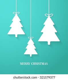 Hanging paper Christmas tree. Vector illustration.