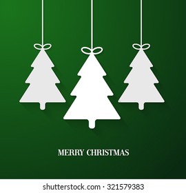 Hanging paper Christmas tree. Vector illustration.