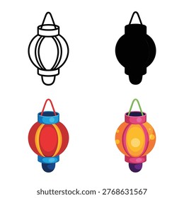 Hanging paper lantern pair with tassels and warm light, festive decoration for family gatherings, lantern festival, restaurant entrance ambiance