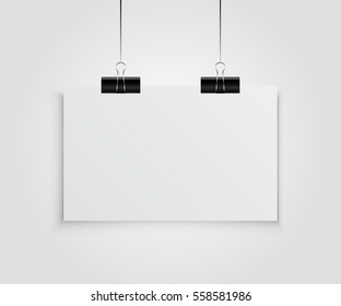 Hanging paper poster on wall poster. Vector illustration
