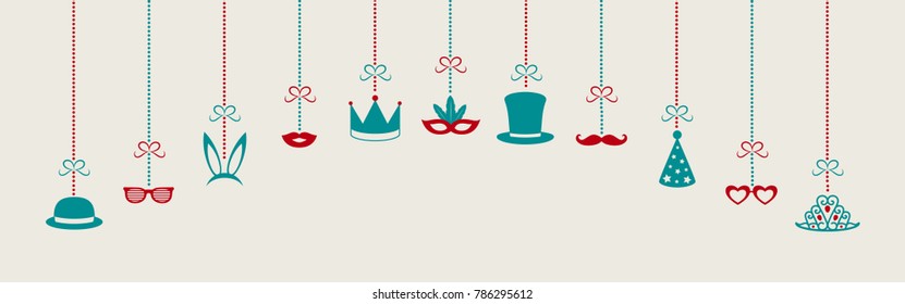 Hanging party elements - carnival decoration. Vector.