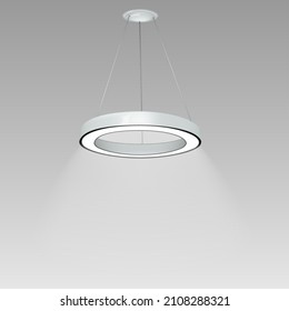 Hanging pendant round shaped lamp. Contemporary style interior light. Realistic vector illustration