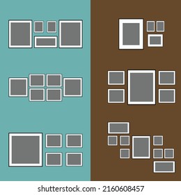 hanging photo frame with different position on the wall 