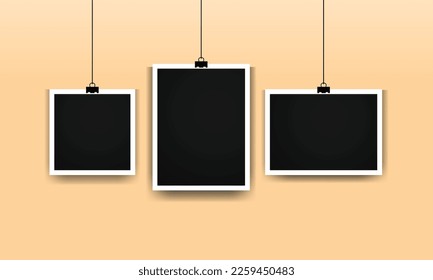 Hanging photo frame in different sizes background