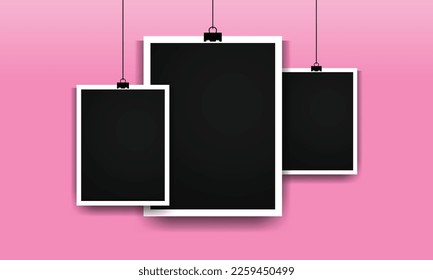 Hanging photo frame in different sizes vector
