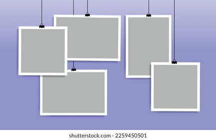 Hanging photo frame in different sizes clipart