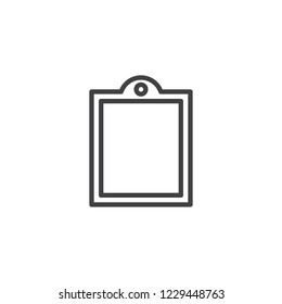Hanging photo Frame with Hole outline icon. linear style sign for mobile concept and web design. simple line vector icon. Symbol, logo illustration. Pixel perfect vector graphics