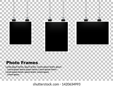 Hanging Photo frame set isolated background. Vector illustration