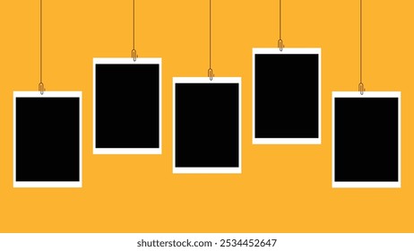hanging photo frame vector illustration art