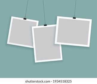 hanging photo frames in different sizes background