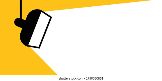 Hanging photostudio lamp. Cartoon lamps. Spotlight concept. Vector photo studio flashes. Light bulb icon or symbol idea. Brilliant lightbulb pictogram. White cubes flashlight Lighting. Spotlights