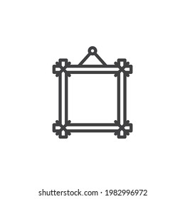 Hanging picture frame line icon. linear style sign for mobile concept and web design. Blank photo frame outline vector icon. Symbol, logo illustration. Vector graphics