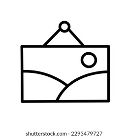 Hanging picture on white background