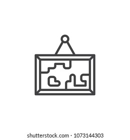 Hanging picture outline icon. linear style sign for mobile concept and web design. Photo frame simple line vector icon. Symbol, logo illustration. Pixel perfect vector graphics