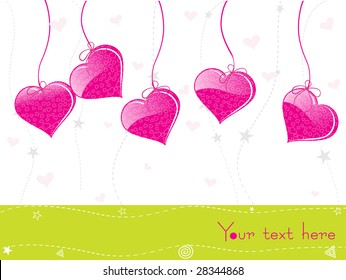 hanging pink heart illustration