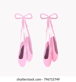 Hanging pink pointe with a bow