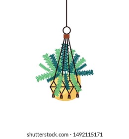 Hanging plant inside pot design, Garden ornament nature botany natural and floral theme Vector illustration