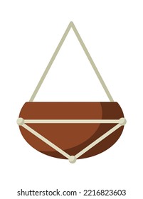 Hanging plant pot flat illustration