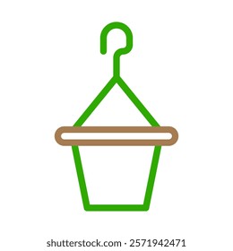 Hanging plant pot icon. Concept of gardening, home decor, and nature.