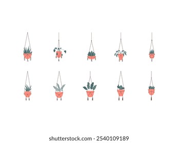 Hanging Plant Vector Element Set
