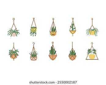 Hanging Plant Vector Element Set
