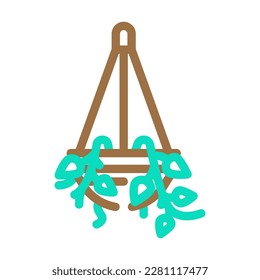 hanging planter bedroom interior color icon vector. hanging planter bedroom interior sign. isolated symbol illustration