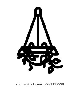 hanging planter bedroom interior line icon vector. hanging planter bedroom interior sign. isolated contour symbol black illustration