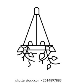 hanging planter bedroom interior line icon vector. hanging planter bedroom interior sign. isolated contour symbol black illustration