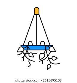 hanging planter bedroom interior line icon vector. hanging planter bedroom interior sign. isolated symbol illustration